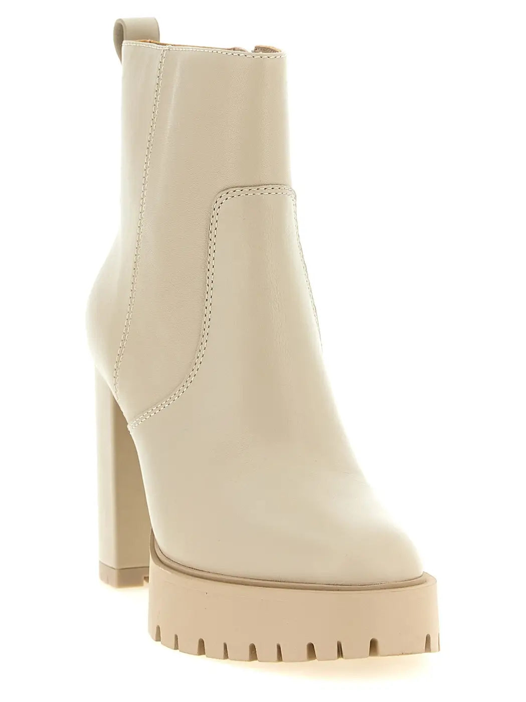 Pinko White Cowhide Ankle Boots