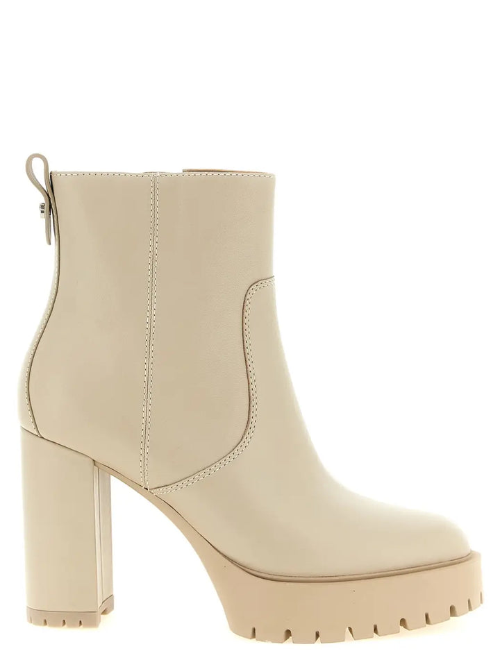 Pinko White Cowhide Ankle Boots