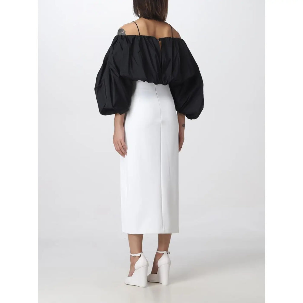 PINKO White Polyester Midi Skirt