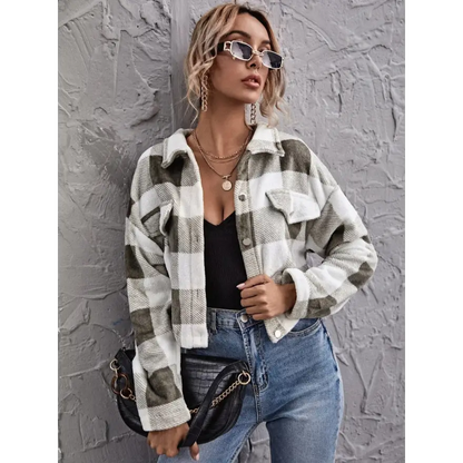 Chic Plaid Collared Jacket for Effortless Style and Comfort Clothing Tops Trendsi