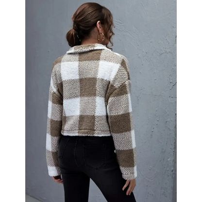 Chic Plaid Collared Jacket for Effortless Style and Comfort Clothing Tops Trendsi