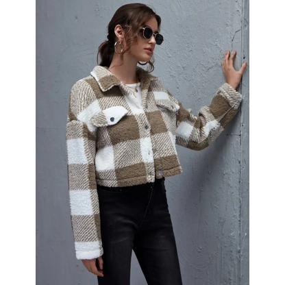 Chic Plaid Collared Jacket for Effortless Style and Comfort Clothing Tops Trendsi