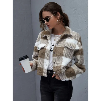 Chic Plaid Collared Jacket for Effortless Style and Comfort Clothing Tops Trendsi