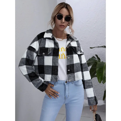 Chic Plaid Collared Jacket for Effortless Style and Comfort Clothing Tops Trendsi