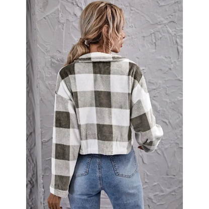 Chic Plaid Collared Jacket for Effortless Style and Comfort Clothing Tops Trendsi