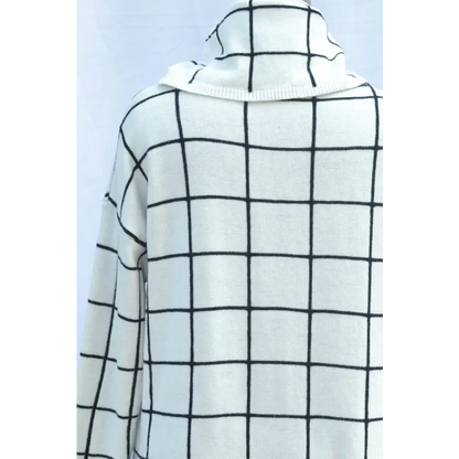 Elevate Your Look with the Plaid Turtleneck Drop Shoulder Sweater Clothing Tops Trendsi