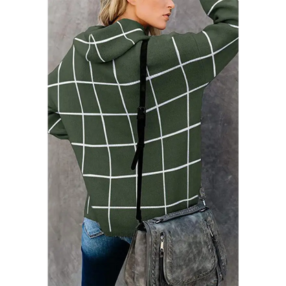 Elevate Your Look with the Plaid Turtleneck Drop Shoulder Sweater Clothing Tops Trendsi