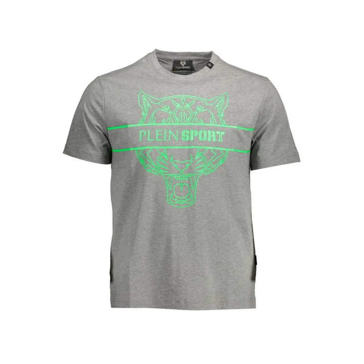 Plein Sport ’Gray Cotton Men’s T-Shirt with Contrasting Details’