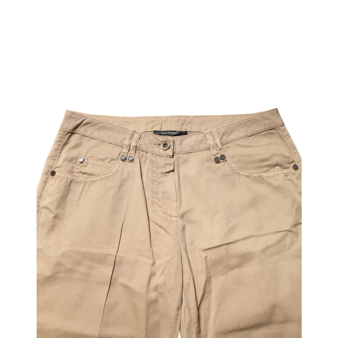 PLEIN SUD Beige Straight Cotton Stretch Chino Pants