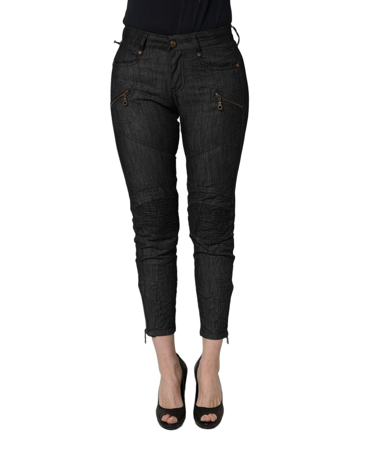 Plein Sud Black Cotton Mid Waist Skinny Denim Jeans