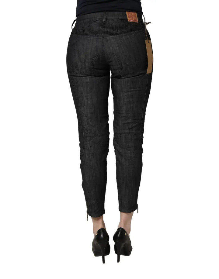 PLEIN SUD Black Cotton Mid Waist Skinny Denim Jeans