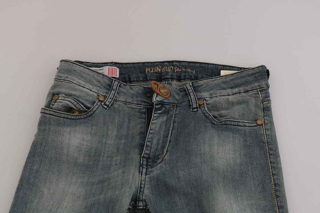 Plein Sud Blue Washed Low Waist Slim Fit Skinny Denim Casual Jeans