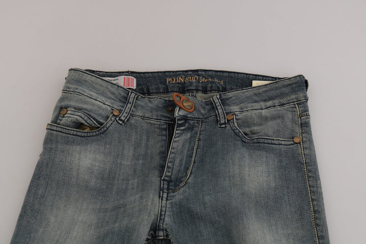 Plein Sud Blue Washed Low Waist Slim Fit Skinny Denim Casual Jeans