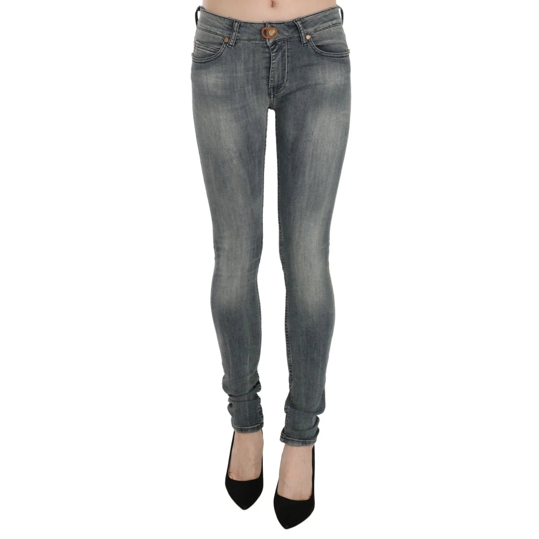 PLEIN SUD Blue Washed Low Waist Slim Fit Skinny Denim Casual Jeans