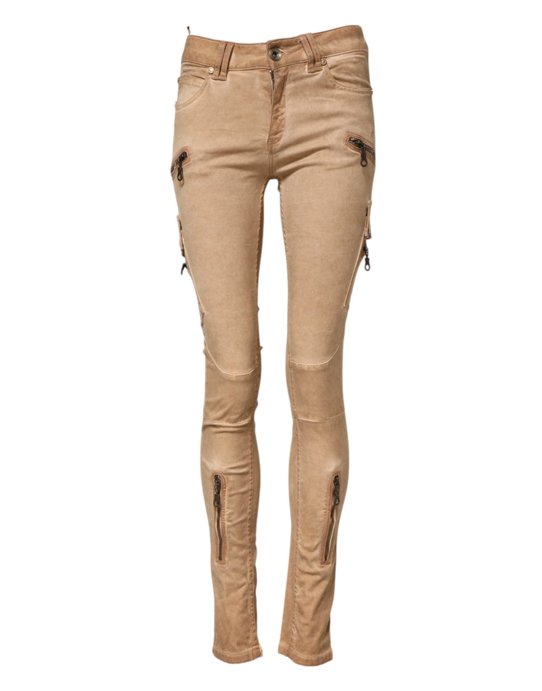 Plein Sud Brown Cotton Mid Waist Skinny Denim Jeans