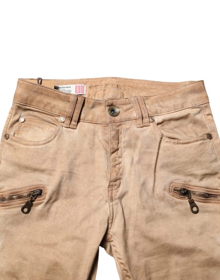 Plein Sud Brown Cotton Mid Waist Skinny Denim Jeans