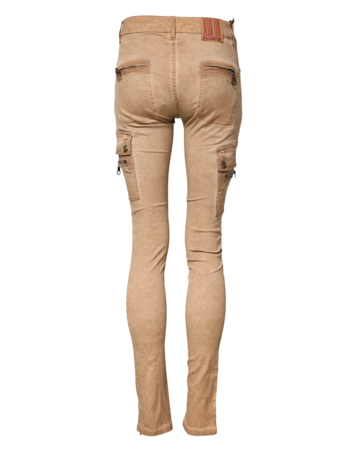 Plein Sud Brown Cotton Mid Waist Skinny Denim Jeans