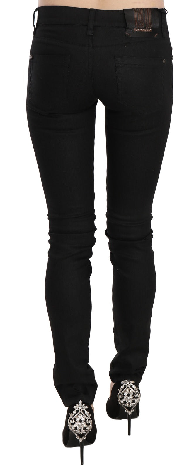 Plein Sud Cotton Black Mid Waist Skinny Denim Jeans