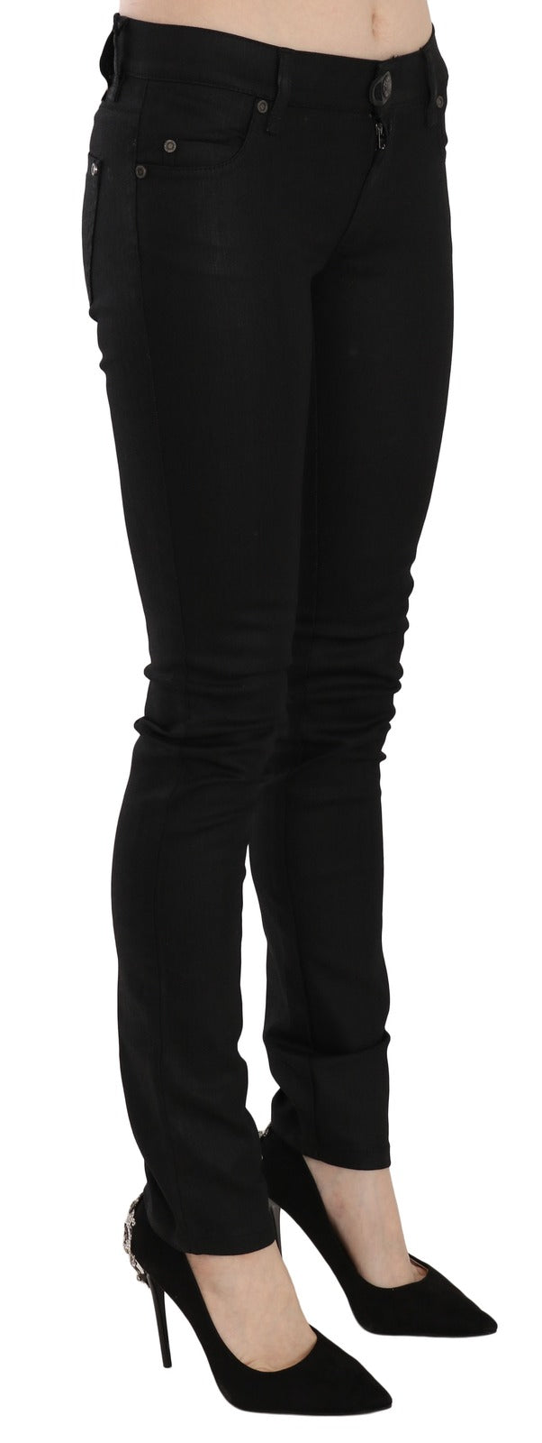 Plein Sud Cotton Black Mid Waist Skinny Denim Jeans