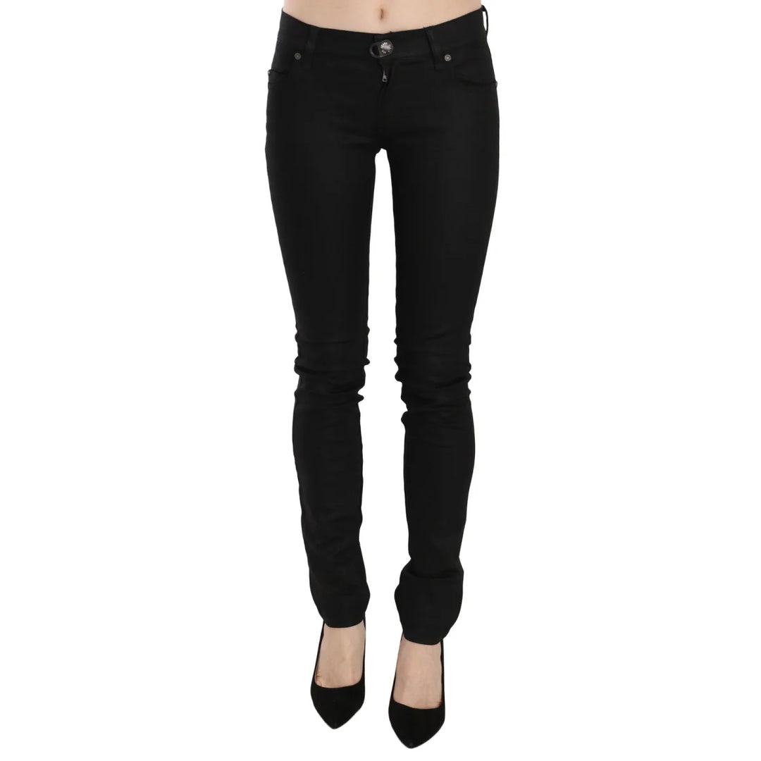 PLEIN SUD Cotton Black Mid Waist Skinny Denim Jeans