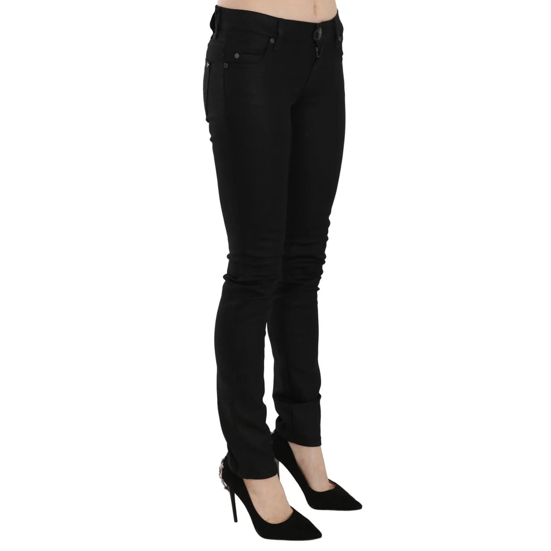 PLEIN SUD Cotton Black Mid Waist Skinny Denim Jeans
