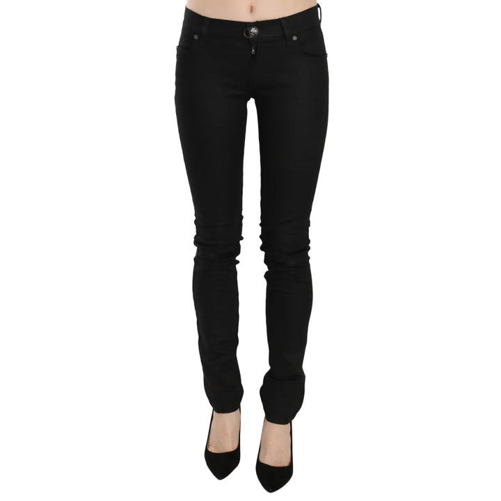 PLEIN SUD Cotton Black Mid Waist Skinny Denim Jeans