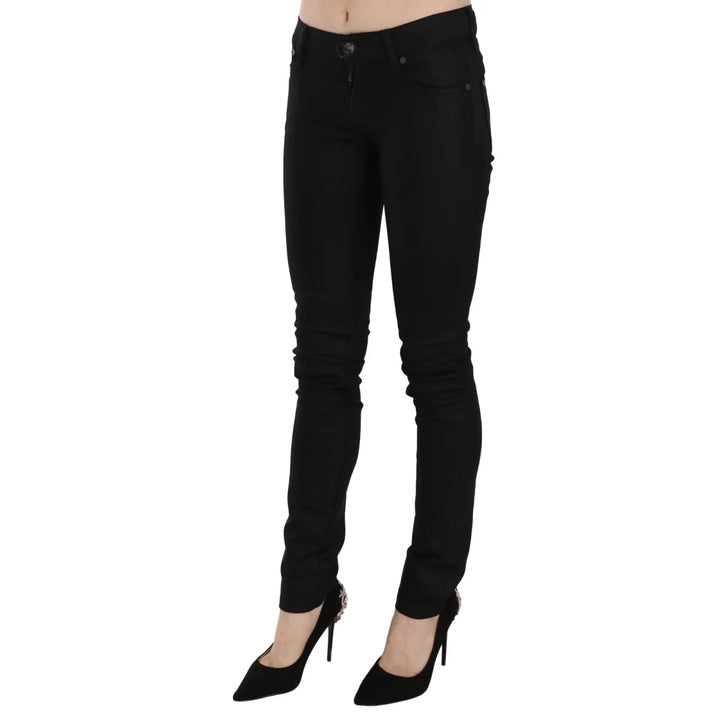 PLEIN SUD Cotton Black Mid Waist Skinny Denim Jeans