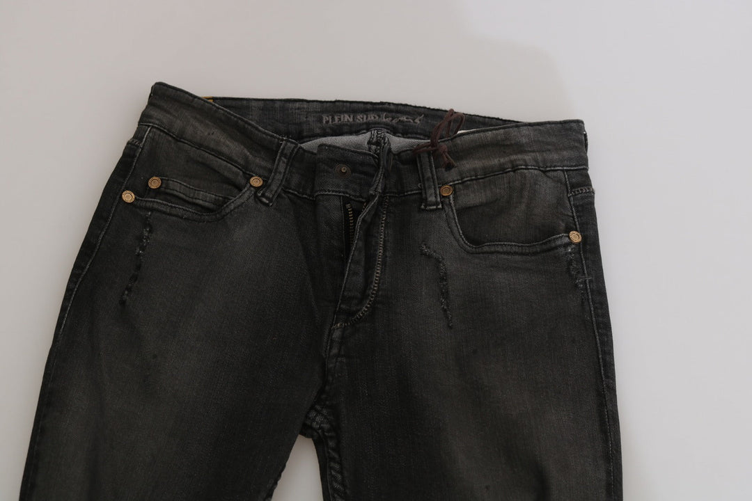 Plein Sud Cotton Black Washed Low Waist Skinny Denim Jeans