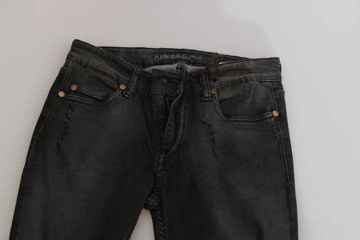 Plein Sud Cotton Black Washed Low Waist Skinny Denim Jeans