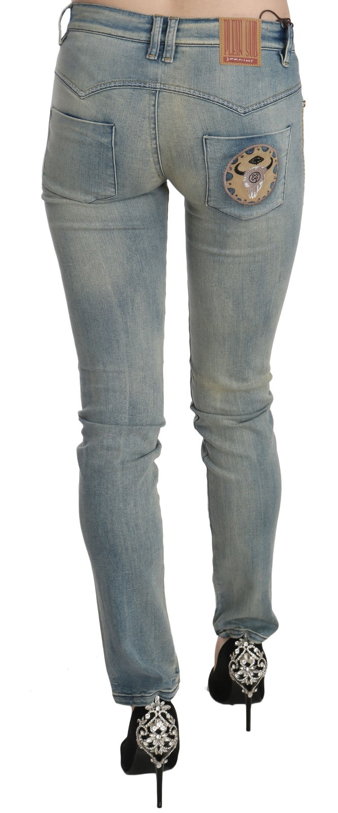 Plein Sud Light Blue Washed Mid Waist Skinny Denim Jeans