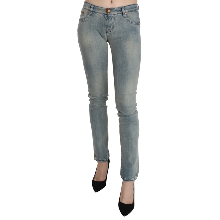 PLEIN SUD Light Blue Washed Mid Waist Skinny Denim Jeans