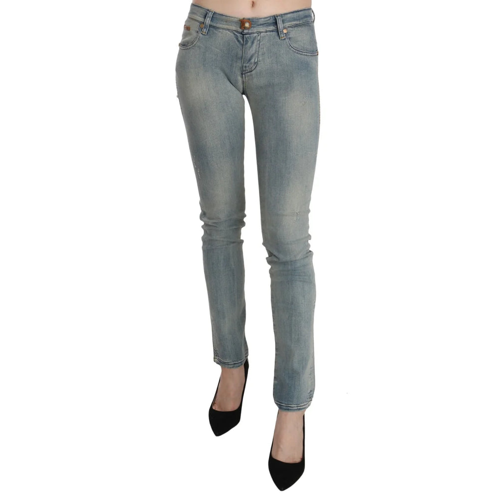 PLEIN SUD Light Blue Washed Mid Waist Skinny Denim Jeans