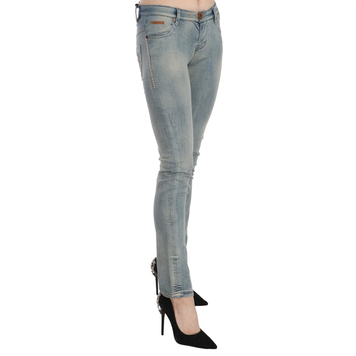 PLEIN SUD Light Blue Washed Mid Waist Skinny Denim Jeans