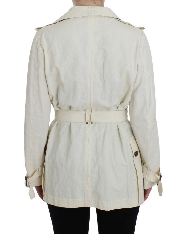 PLEIN SUD Trench Coats - White Coat Jacket