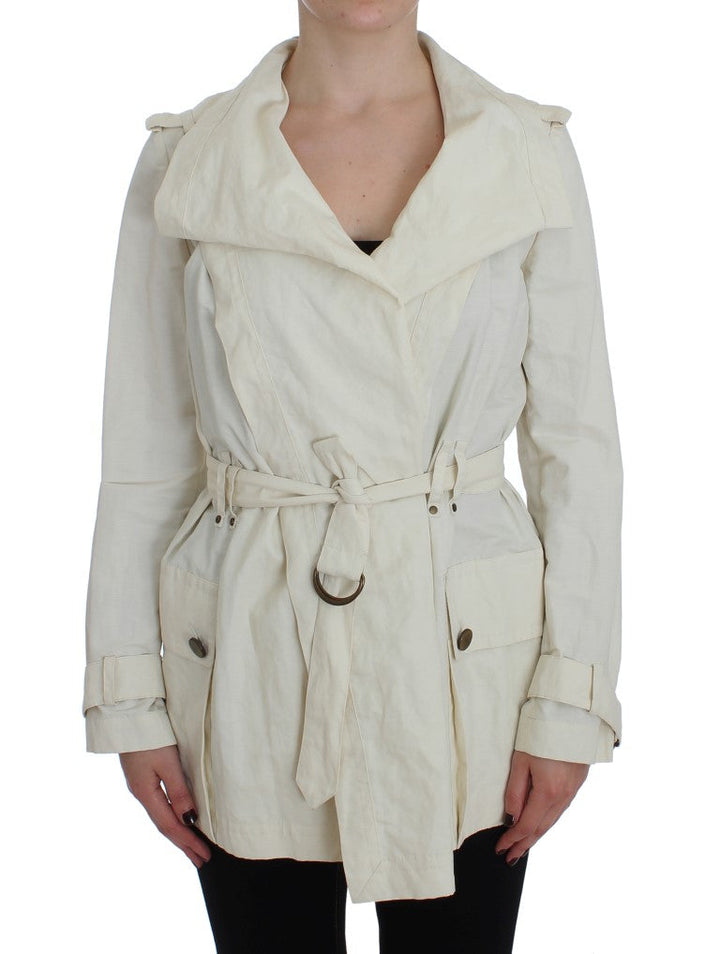 PLEIN SUD Trench Coats - White Coat Jacket