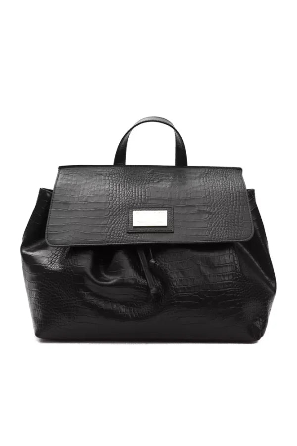 Pompei Donatella - Black Leather Women Shoulder Bag
