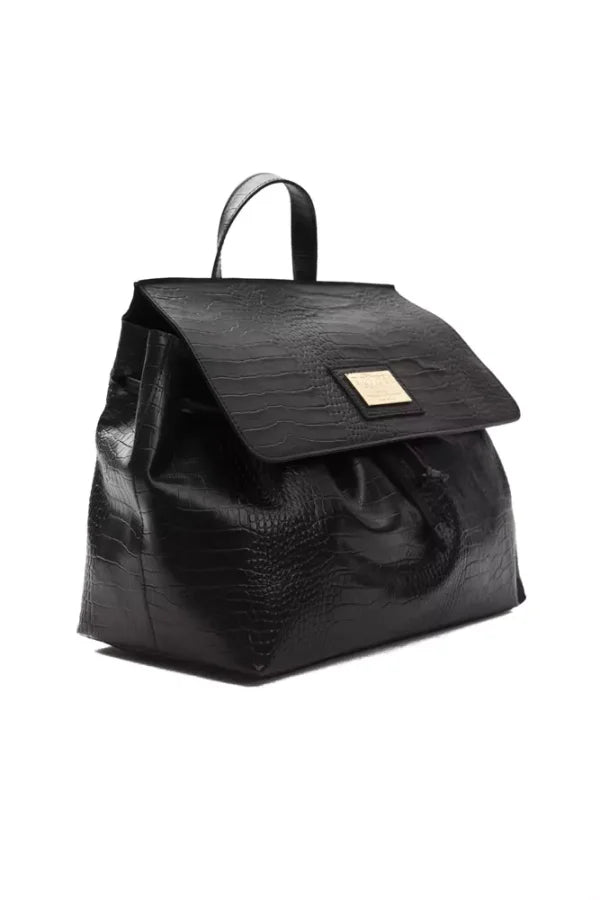 Pompei Donatella - Black Leather Women Shoulder Bag