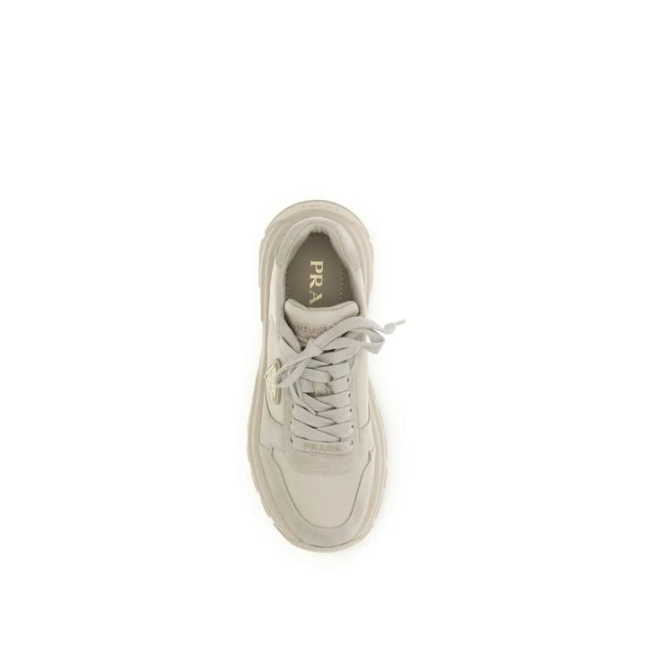Prada Beige Calf Leather Bos Taurus Athletic Sneakers