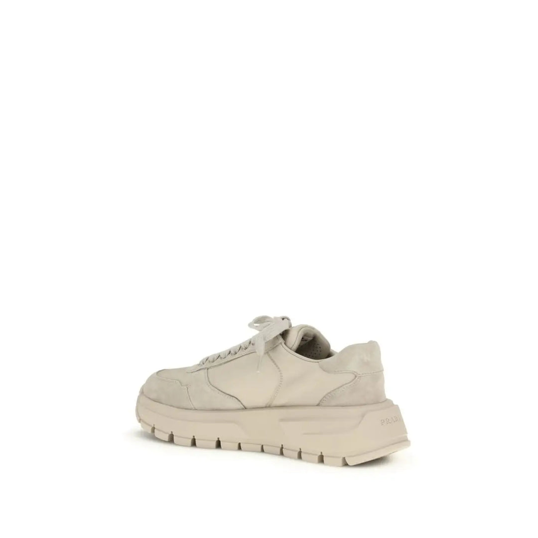 Prada Beige Calf Leather Bos Taurus Athletic Sneakers