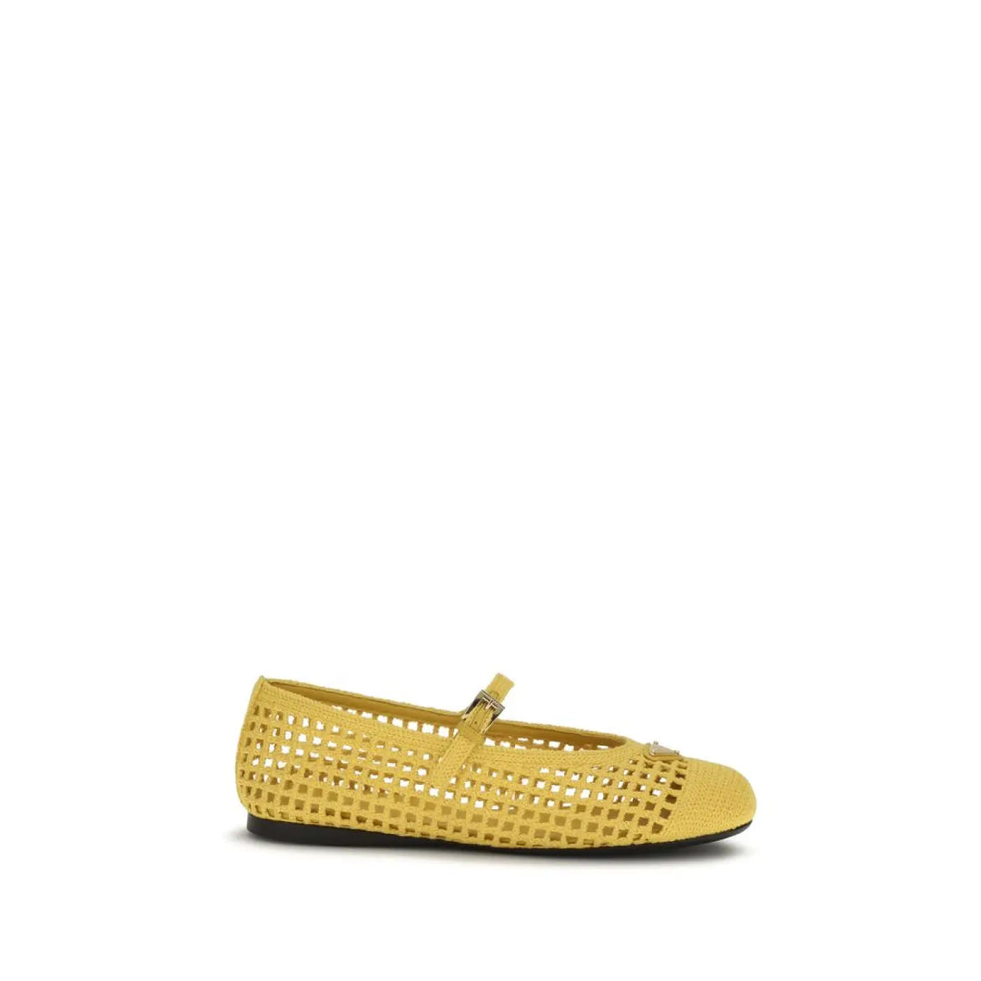 Prada Bicolor Cotton Ballet Flats