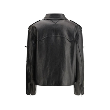 Prada Biker Leather Jacket Bold Sophistication for Modern Style