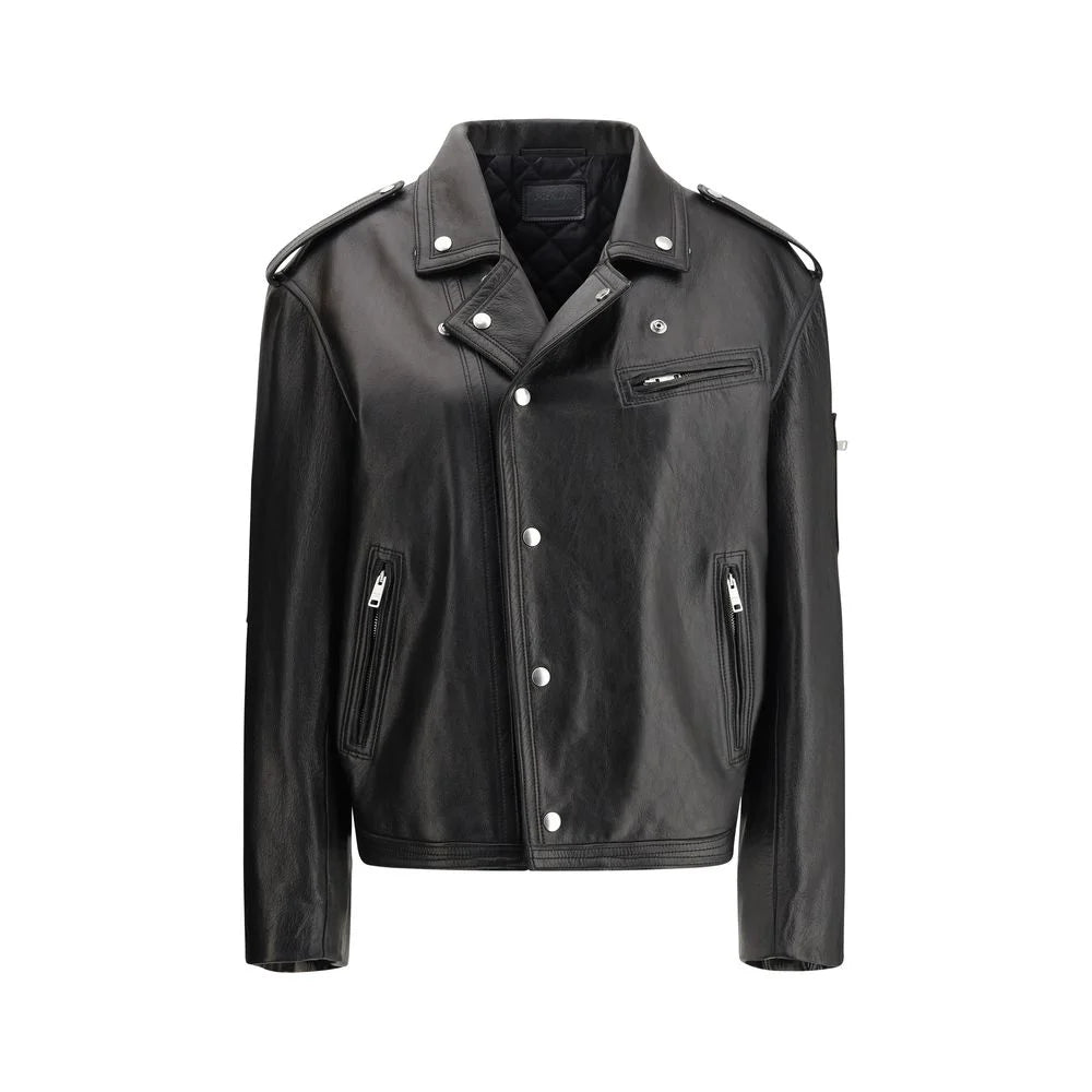Prada Biker Leather Jacket Bold Sophistication for Modern Style