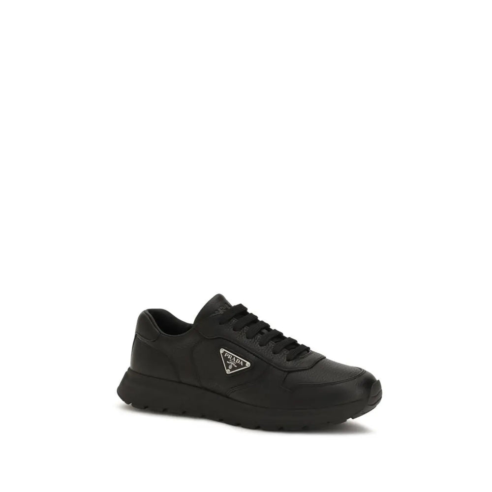 Prada Black Calf Leather Bos Taurus Athletic Sneakers
