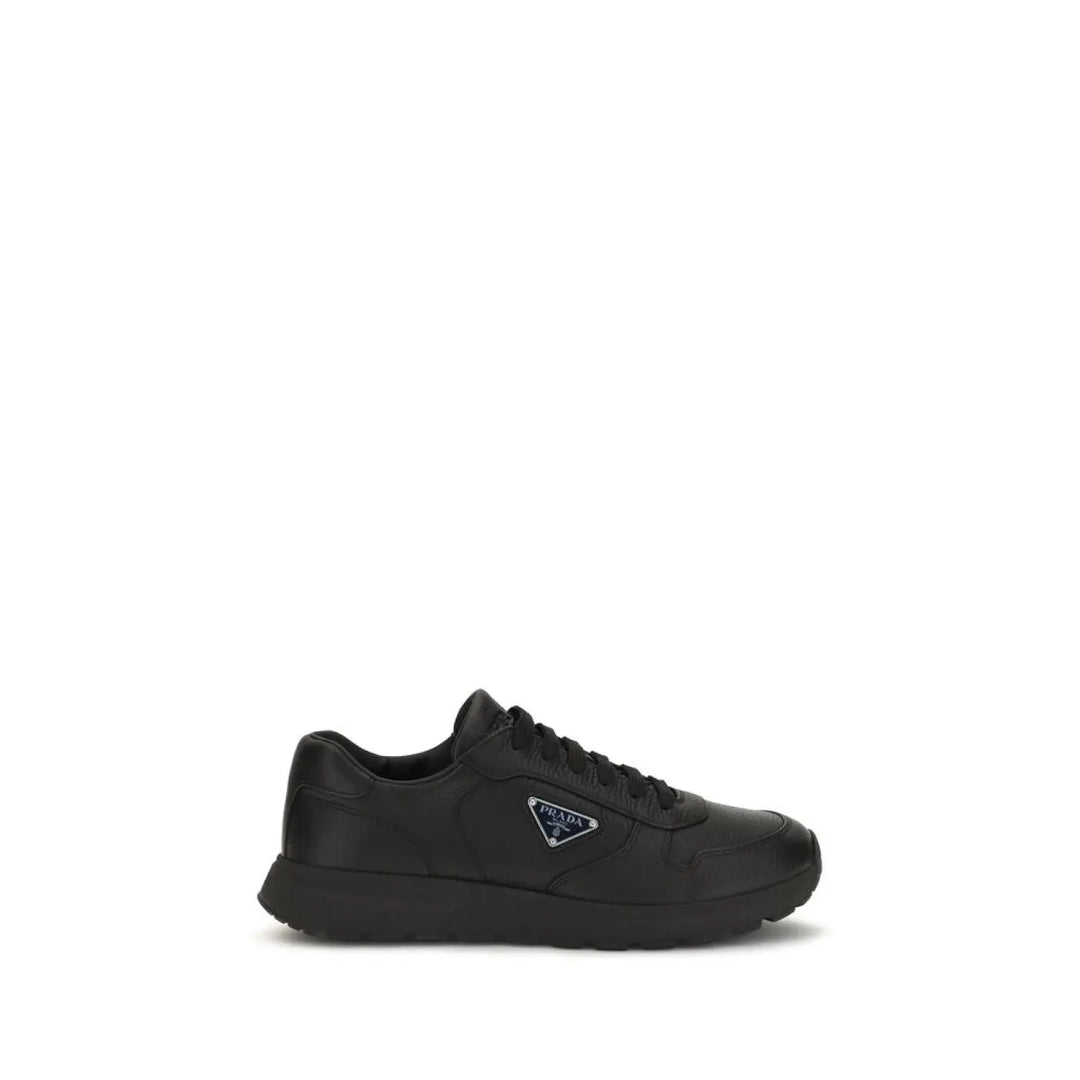 Prada Black Calf Leather Bos Taurus Athletic Sneakers