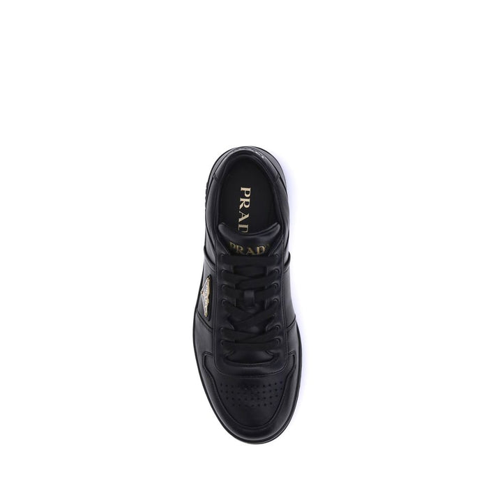 Prada Black Calf Leather Bos Taurus Low Top Sneakers