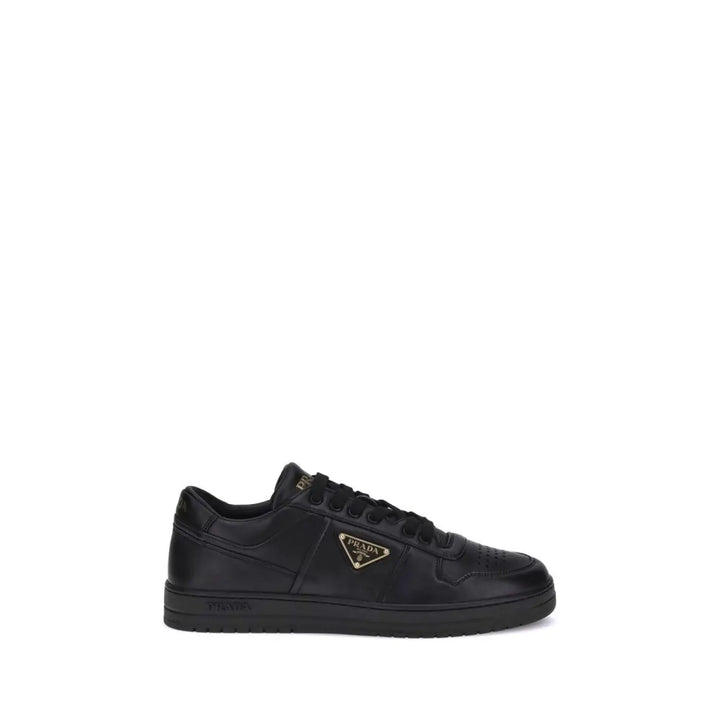 Prada Black Calf Leather Bos Taurus Low Top Sneakers