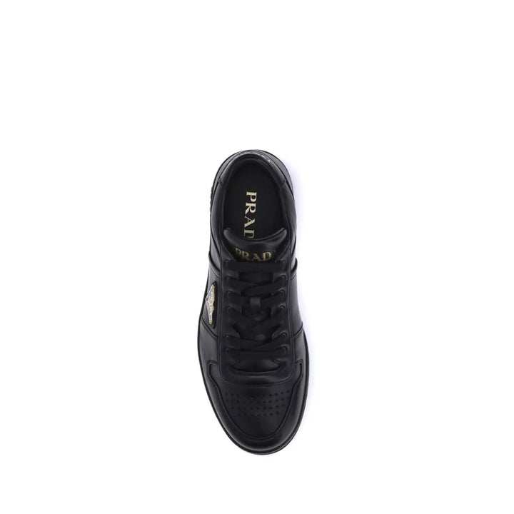 Prada Black Calf Leather Bos Taurus Low Top Sneakers