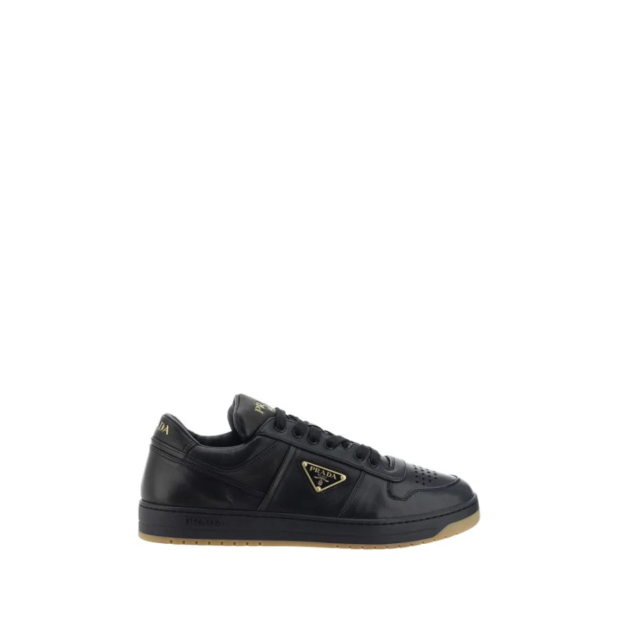 Prada Black Calf Leather Bos Taurus Low Top Sneakers