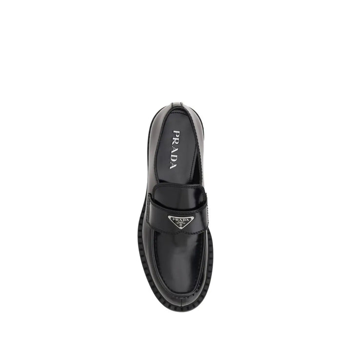 Prada Black Calf Leather Bos Taurus Platform Loafers