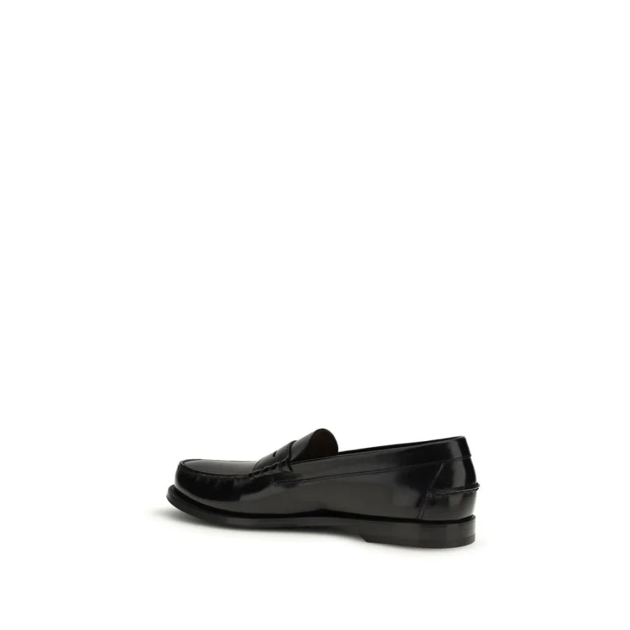 Prada Black Calf Leather Bos Taurus Slip-On Loafers
